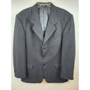 JOHN CLARENDON‎ Suit Jacket Mens 43 Blazer 3 Button Black Sport Coat 43R